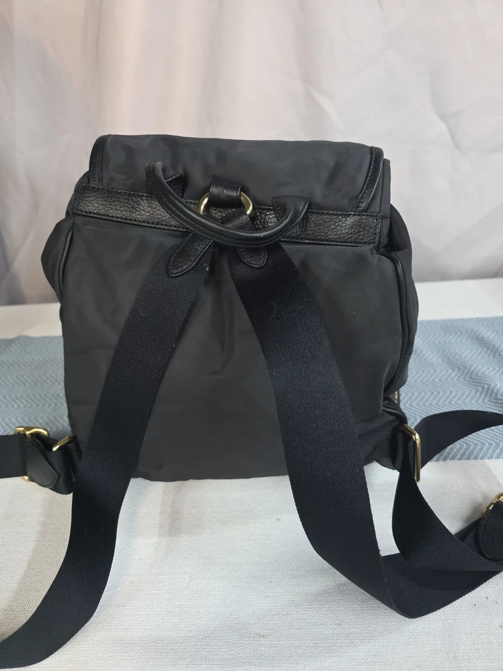Coach Black Nylon Leather Cargo Backpack with Gold Hardware
